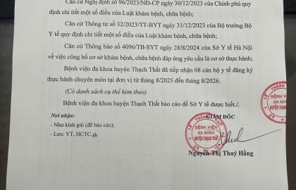 THÔNG BÁO TIẾP NHẬN NHÂN VIÊN Y TẾ ĐẾN THỰC HÀNH THÁNG 9/2025